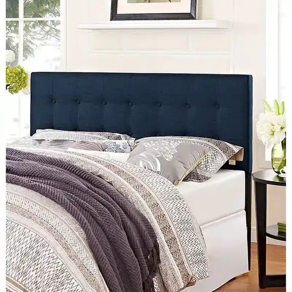 Hixson Elegant Dark Blue Fabric King Size Headboard