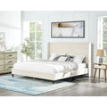 Roundhill Furniture Rozitta Upholstered Wingback Bed with Platform Design