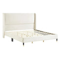 Roundhill Furniture Rozitta Upholstered Wingback Bed with Platform Design