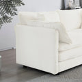 Set of 2 High-End Chenille Upholstered Accent Chairs with Toss Pillows - White Living Room Armchairs