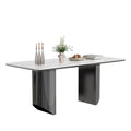 0.47-Inch Thick Sintered Stone Composite Dining Table with Tempered Glass Top and Stainless Steel Base