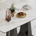 0.47-Inch Thick Sintered Stone Composite Dining Table with Tempered Glass Top and Stainless Steel Base