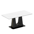 0.47-Inch Thick Sintered Stone Composite Dining Table with Tempered Glass Top and Stainless Steel Base