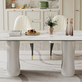 0.47-Inch Thick Sintered Stone Composite Dining Table with Tempered Glass Top and Stainless Steel Base