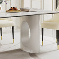 0.47-Inch Thick Sintered Stone Composite Dining Table with Tempered Glass Top and Stainless Steel Base