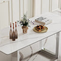 0.47-Inch Thick Sintered Stone Composite Dining Table with Tempered Glass Top and Stainless Steel Base