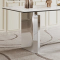 0.47-Inch Thick Sintered Stone Composite Dining Table with Tempered Glass Top and Stainless Steel Base