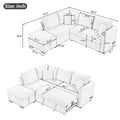 82.6" L-Shaped Sectional Sleeper Sofa Bed with Dual USB Ports, Power Outlets, and Removable Storage Ottoman - Bei