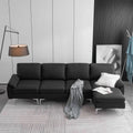 110" L-Shaped Modular Sofa with Chaise and Iron Legs - Seats 4, Upholstered Fabric