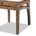 Laluna Contemporary Bohemian Rattan and Mahogany Dining Chair with Cushion