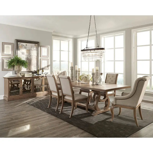 Fremont 9-Piece Dining Set in Brown and Cream with Removable Leaf