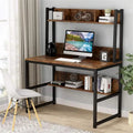 Home Office Computer Desk with Hutch and Shelving for Study