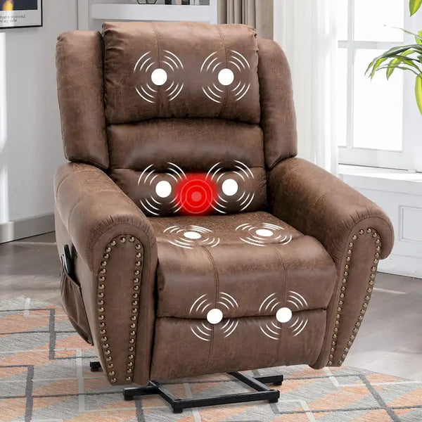 Comfortable Power Lift Recliner Chair with Breathable Fabric, Massage, Heat, and USB Charging Port