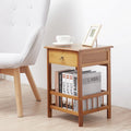 Wooden End Table with Storage Compartment