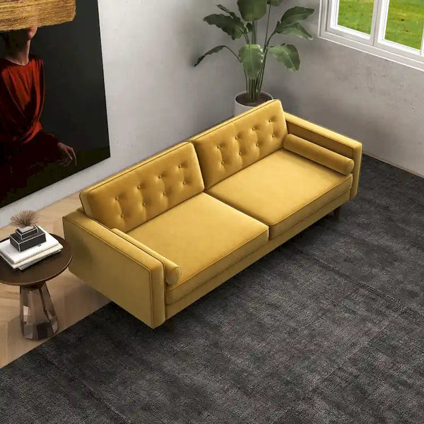 Clayton Velvet Couch in Mid-Century Modern Style - Gold Living Room Furniture