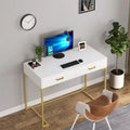 Modern Computer Desk with 2 Drawers - Stylish Study Writing Table with Storage for Home Office