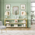 Extended Console Sofa Table with Metal Frame for Entryway - 3-Tier TV Stand