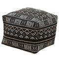 Dark Mudcloth Patterned Floor Pouf