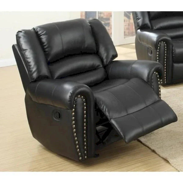 Comfort Plus Black Bonded Leather & Plywood Recliner/Glider