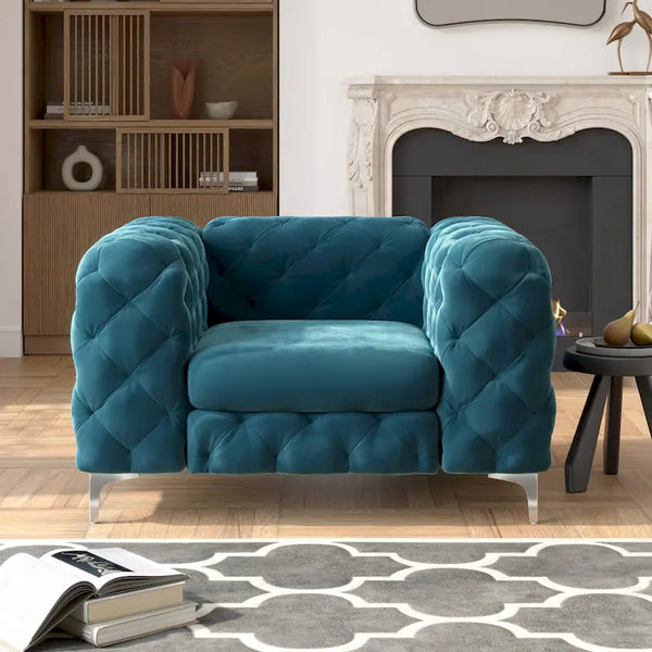 Corvus Aosta Tufted Velvet Chesterfield Lounge Chair