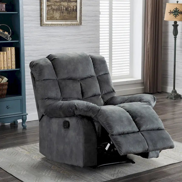 Fabric Recliner and Single Sofa with Manual Recline Feature
