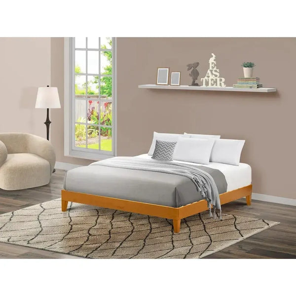 East West Furniture King Size Platform Bed Frame with 4 Sturdy Wood Legs and 2 Additional Center Support Legs (Available Color Options)
