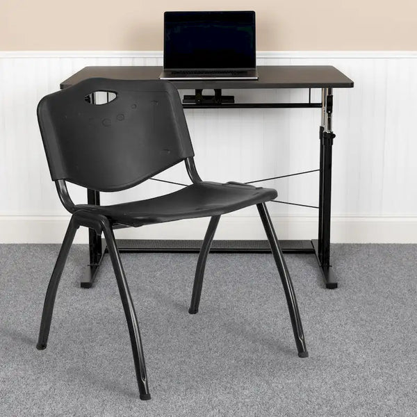 880 lb. Capacity Heavy-Duty Plastic Stackable Chair with Carrying Handle