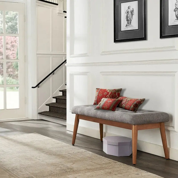 Crosley Landon Acorn Upholstered Bench - 43.25" W x 16" D x 16.88" H
