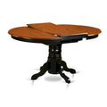 East West Furniture 7-Piece Round Dining Set - Black & Cherry Kitchen Table with 6 Chairs (Seat Options Available)