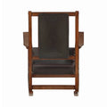 Mission Style Rocking Chair with Leather Upholstered Seat and Back in Tobacco and Dark Brown