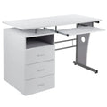 3-Drawer Pedestal Computer Desk with Keyboard Tray