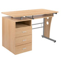 3-Drawer Pedestal Computer Desk with Keyboard Tray