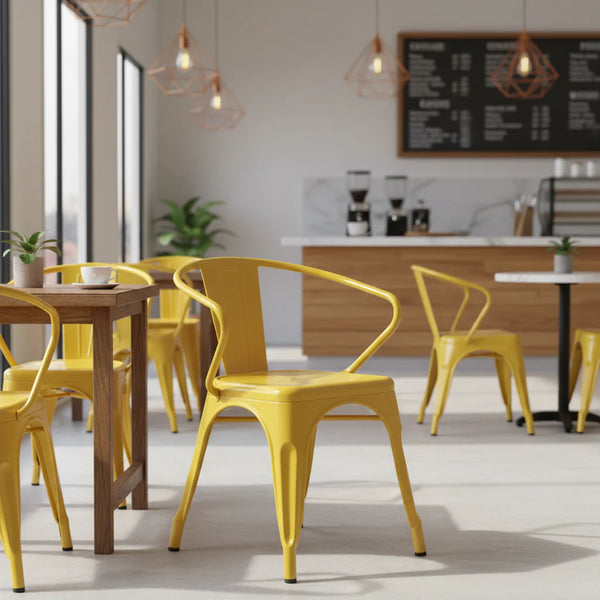 Armed Metal Chair for Indoor and Outdoor Use - Dimensions: 21.5W x 19D x 27.75H