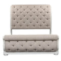 Antique White King Sleigh Bed with Upholstered Design from Magnolia Manor