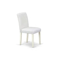 East West Furniture Round Dining Table Set - Kitchen Table with White Faux Leather Parson Chairs in Linen White (Various Piece Options)