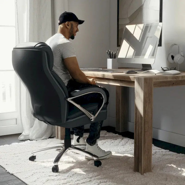 Big and Tall Office Chair with High Back Lumbar Support and Rolling Base