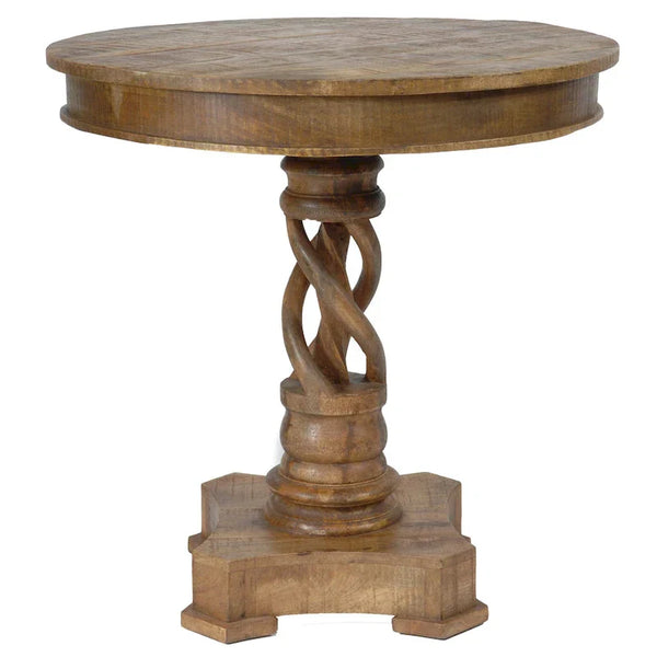 Bengal Manor 30-Inch Round Mango Wood Twist Accent Table - 30" Height