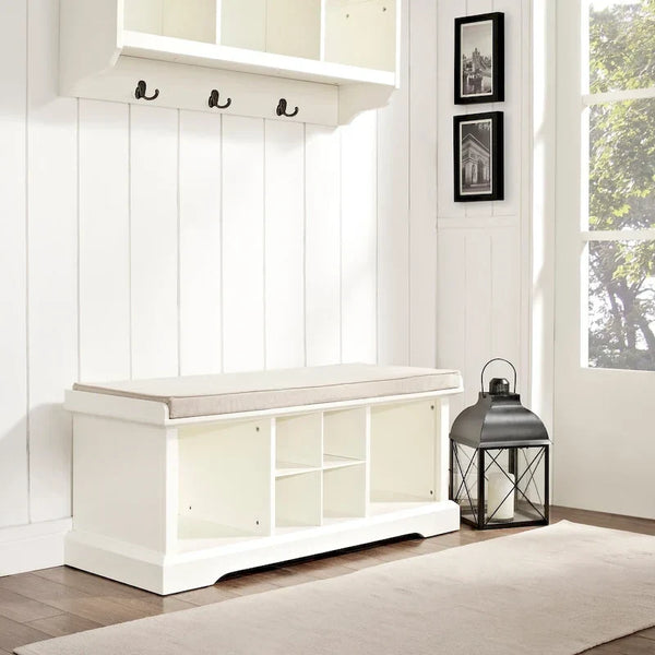 Crosley Brennan White Wooden Entryway Storage Bench