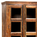 84-Inch Tall Distressed Mango Wood and Glass Storage Cabinet with Reclaimed Finish