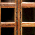 84-Inch Tall Distressed Mango Wood and Glass Storage Cabinet with Reclaimed Finish