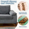 HOOOWOOO Reversible Corduroy Chaise Sofa with Wide Armrests and Ottoman for Living Room