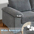 HOOOWOOO Reversible Corduroy Chaise Sofa with Wide Armrests and Ottoman for Living Room