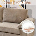 HOOOWOOO Reversible Corduroy Chaise Sofa with Wide Armrests and Ottoman for Living Room