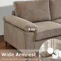HOOOWOOO Reversible Corduroy Chaise Sofa with Wide Armrests and Ottoman for Living Room