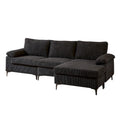HOOOWOOO Reversible Corduroy Chaise Sofa with Wide Armrests and Ottoman for Living Room