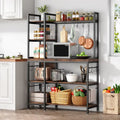 43-Inch Kitchen Bakers Rack with Microwave Stand - 5-Tier Utility Storage Shelf and 10 Hooks for Kitchen and Living Room