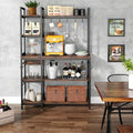 43-Inch Kitchen Bakers Rack with Microwave Stand - 5-Tier Utility Storage Shelf and 10 Hooks for Kitchen and Living Room