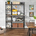 43-Inch Kitchen Bakers Rack with Microwave Stand - 5-Tier Utility Storage Shelf and 10 Hooks for Kitchen and Living Room