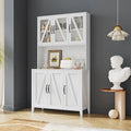 Spacious Kitchen Pantry Storage Cabinet Featuring Glass Doors