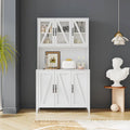 Spacious Kitchen Pantry Storage Cabinet Featuring Glass Doors